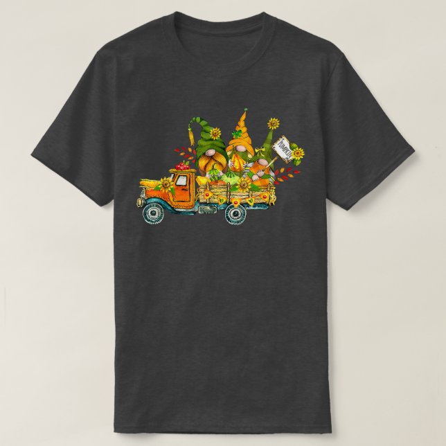 Camiseta Cae Y'all Cute Gnomes Truck Pumpkin Otumn Tree F (Diseño del anverso)