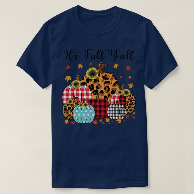 Camiseta Cae Yall Leopard Cute Pumpkins Tapado Otoño F (Diseño del anverso)