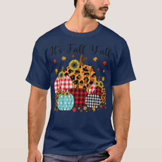 Camiseta Cae Yall Leopard Cute Pumpkins Tapado Otoño F