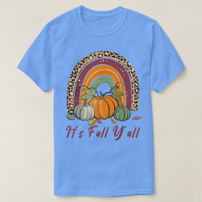 Camiseta Cae Yall Leopard Rainbow Pumpkin otoño Hell Hell (Diseño del anverso)