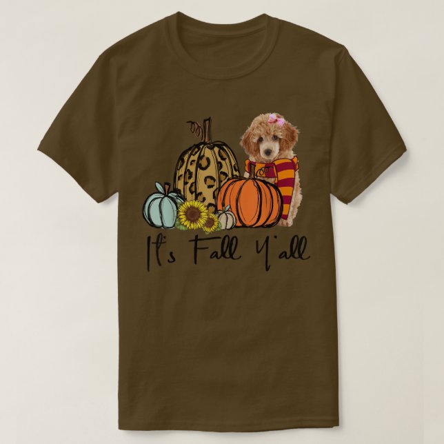 Camiseta Cae Yall Poodle Leopard Pumpkin Sunflower Aut (Diseño del anverso)