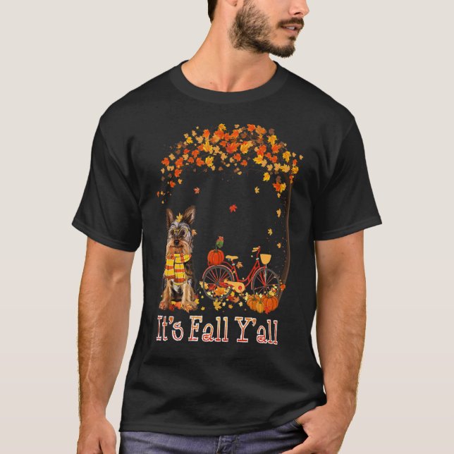 Camiseta Cae Y'all Yorkie Bike Calabaza Spice Otoño F (Anverso)