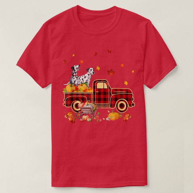 Camiseta Caen las hojas de otoño de la calabaza de camiones (Diseño del anverso)