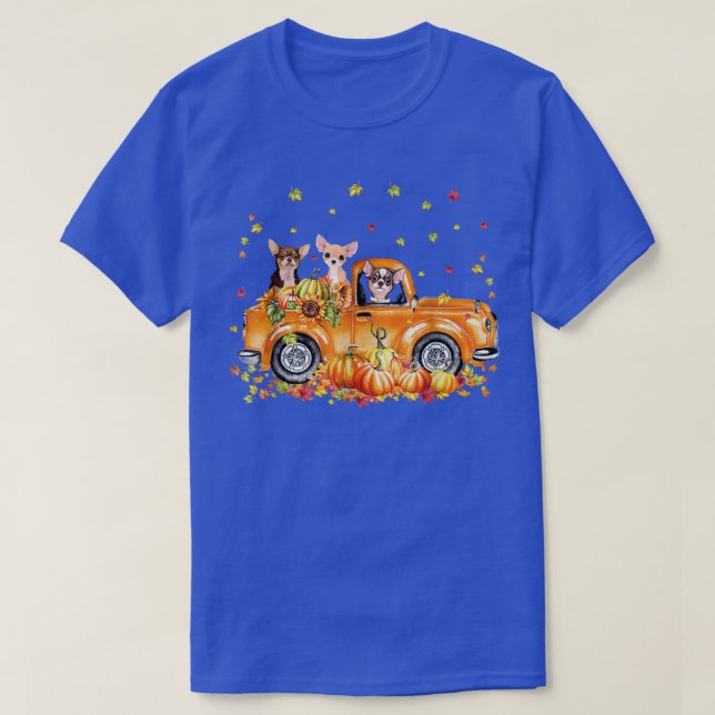Camiseta Caen las hojas de otoño de la calabaza de camiones (Diseño del anverso)