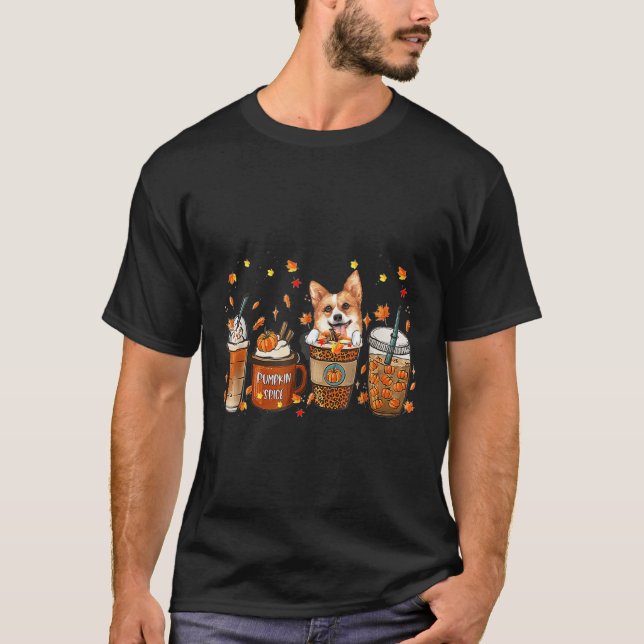 Camiseta Caer Café Calabaza Spice Latte Iced Otoño Corgi Ot (Anverso)