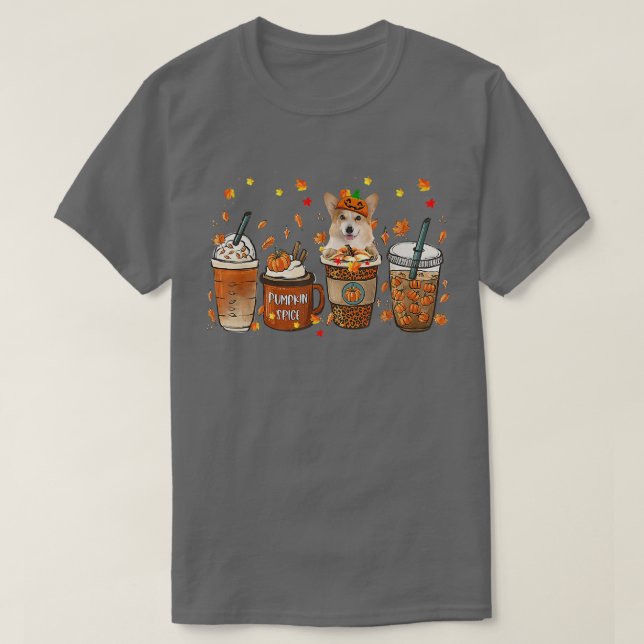 Camiseta Caer Café Calabaza Spice Latte Iced Ototumt Corgi- (Diseño del anverso)