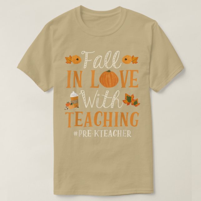 Camiseta Caer Enamorada De La Enseñanza Preescolar De Otoño (Diseño del anverso)