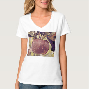 Camiseta Caer manzana roja y dejar acuarela