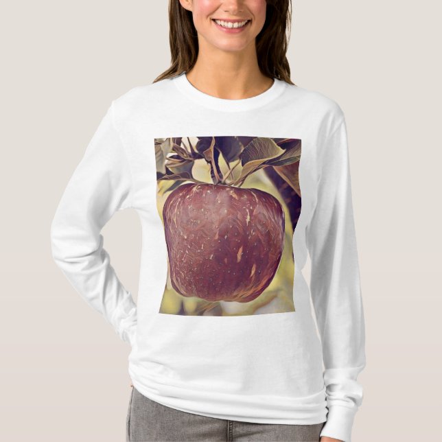 Camiseta Caer manzana roja y dejar acuarela (Anverso)