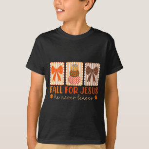 Camiseta Caer Por Jesús Él Nunca Deja Otoño Cristiano Th