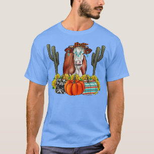 Camiseta Caer Vaca De La Alta Tierra Con Bandana, Calabazas