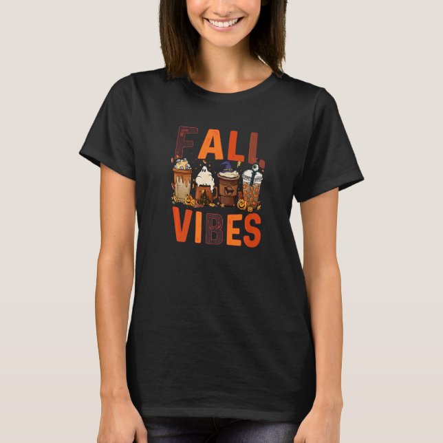 Camiseta Caer Vibes Retro Calabaza Spice Autumn Café Que (Anverso)