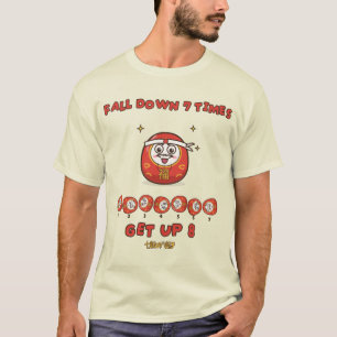 Camiseta Caerse 7 Levantarse 8 Cute Daruma Proverbio Japoné