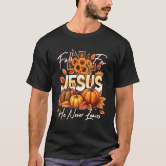 Camiseta Caerse por Jesús Él Nunca Deja la Fe Cristiana Cro