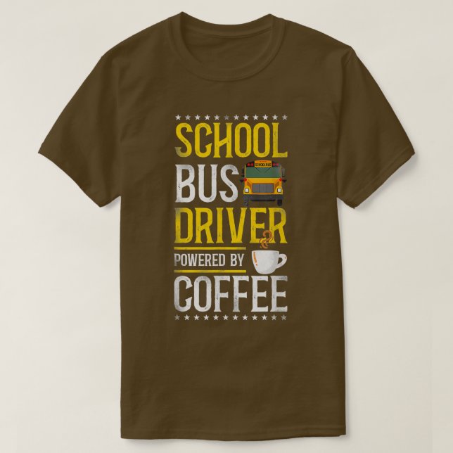 Camiseta Café 2 del conductor del autobús escolar (Diseño del anverso)