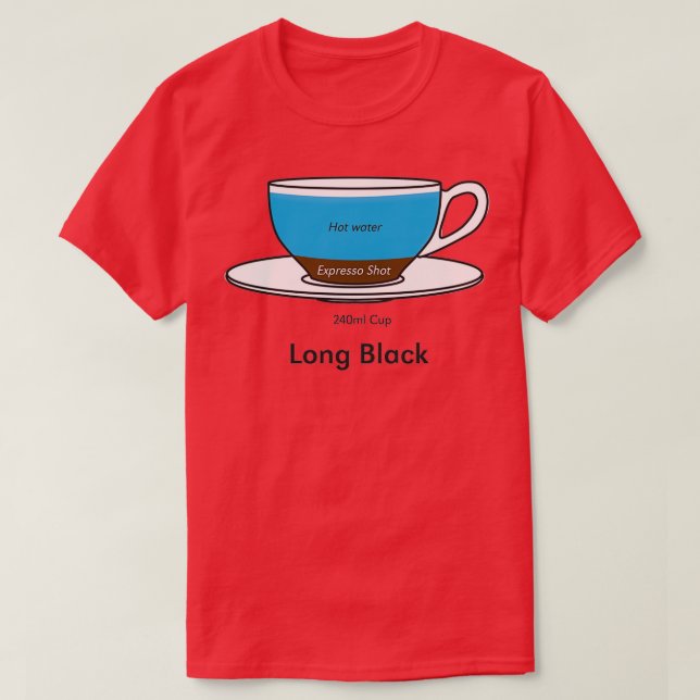 Camiseta Café Addict Long Black sin fondo (Diseño del anverso)