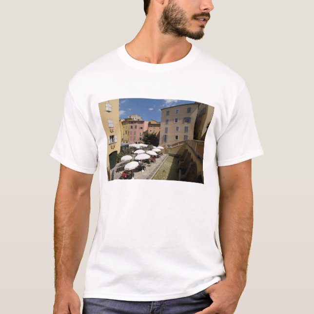Camiseta Café al aire libre, Place de l'Eveche, Grasse, (Anverso)