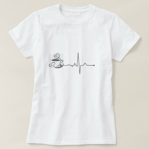 Camiseta café amor corazón ekg