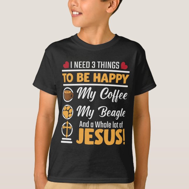 Camiseta Café Beagle Jesus Perro amor fe cristiana (Anverso)