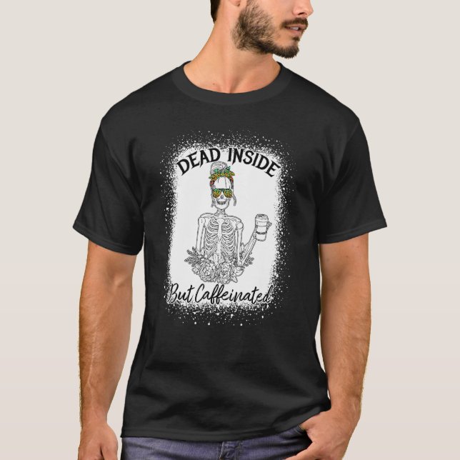 Camiseta Café Bebida Skeleton Halloween Caffeinated (Anverso)