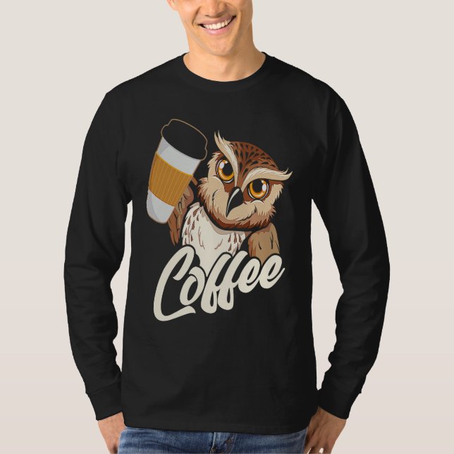 Camiseta Café Búho de Impresión Posterior (Anverso)
