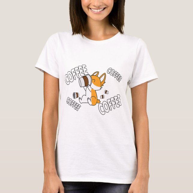 Camiseta Café Café Café Café Corgi Premium (Anverso)