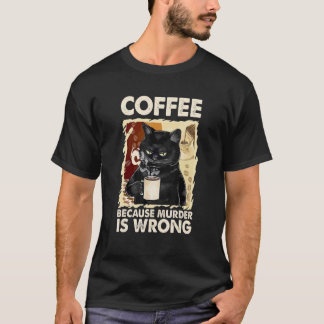Camiseta Café Café Gato Lindo Cuello en V