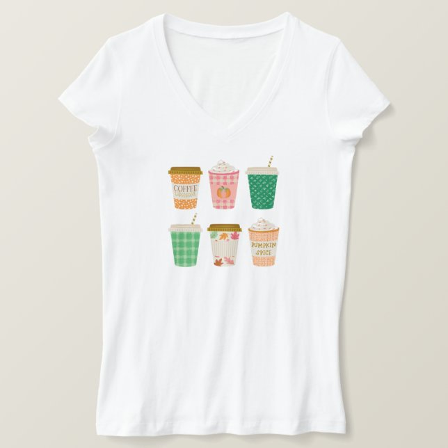 Camiseta Café Caído | Latte de especias de calabaza de otoñ (Anverso del diseño)