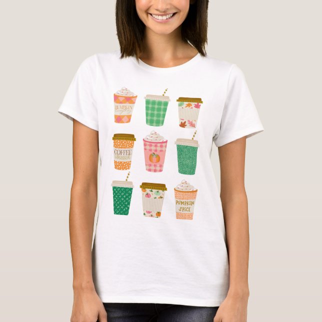 Camiseta Café Caído | Latte de especias de calabaza de otoñ (Anverso)