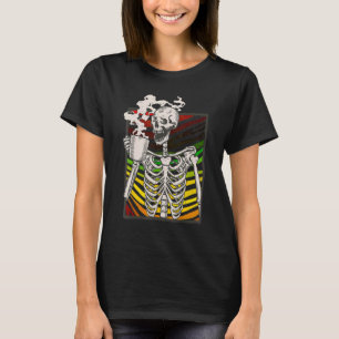 Camiseta Café caliente Skeleton Skeleton Café Bebida Sk