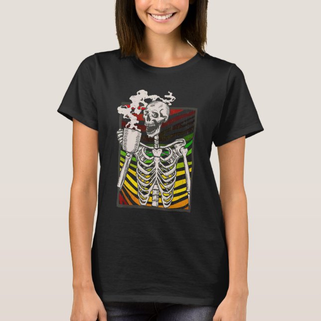Camiseta Café caliente Skeleton Skeleton Café Bebida Sk (Anverso)