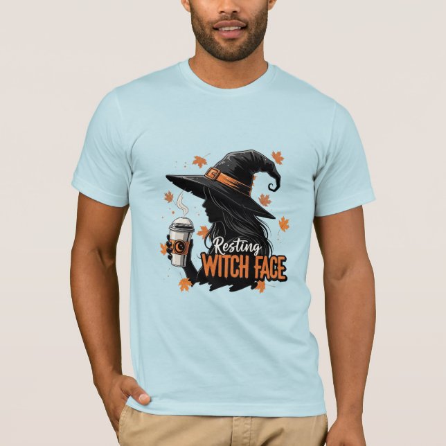 Camiseta Café Cara de Bruja Descansando Halloween (Anverso)