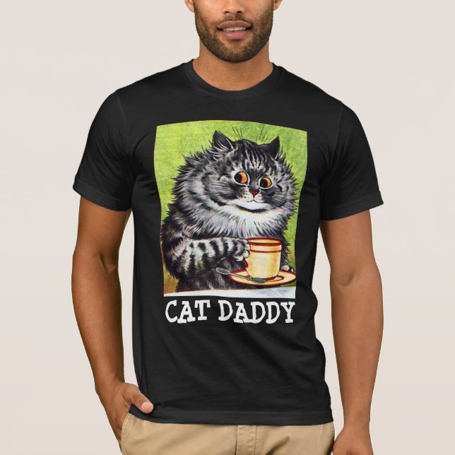 CAMISETA CAFÉ CAT ART MENS CAT DADDY T-SHIRS (Anverso)
