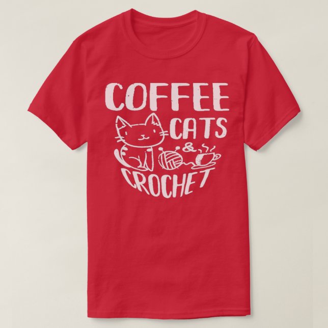 Camiseta Café Cats amp Crochet Black Animal Caffeine Espr (Diseño del anverso)