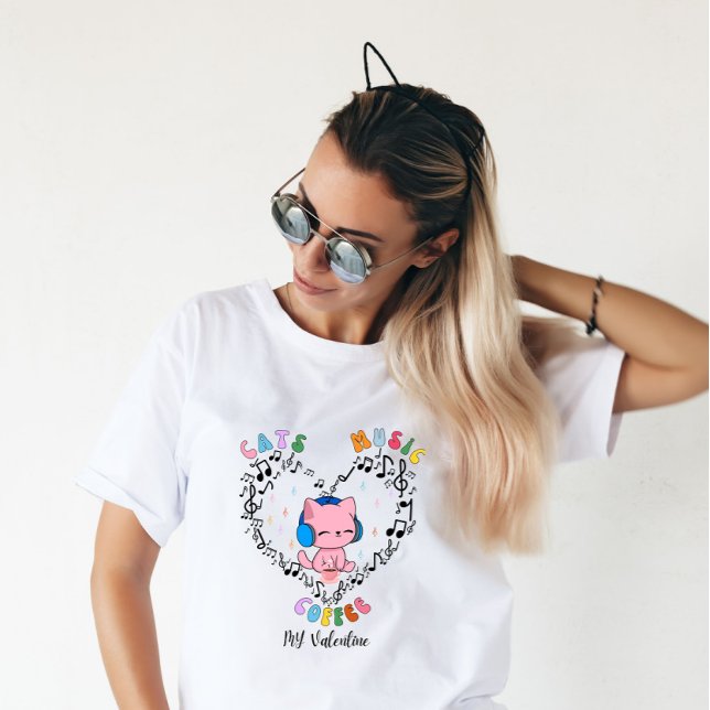 Camiseta Café Cats Music My Valentine (Subido por el creador)