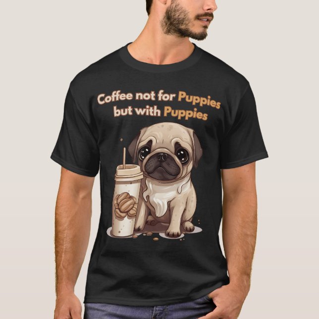 Camiseta Café con cachorros lindos (Anverso)