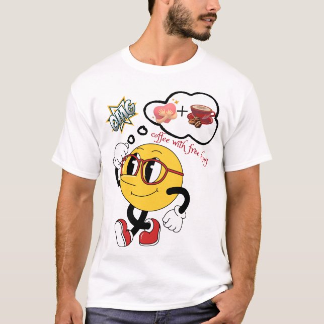 Camiseta ☕ Café Con 🤗 De Abrazo Gratis | Emoji de pensamie (Anverso)