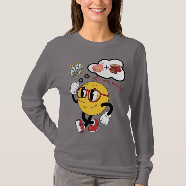 Camiseta ☕ Café Con 🤗 De Abrazo Gratis | Mujeres de Emoji  (Anverso)