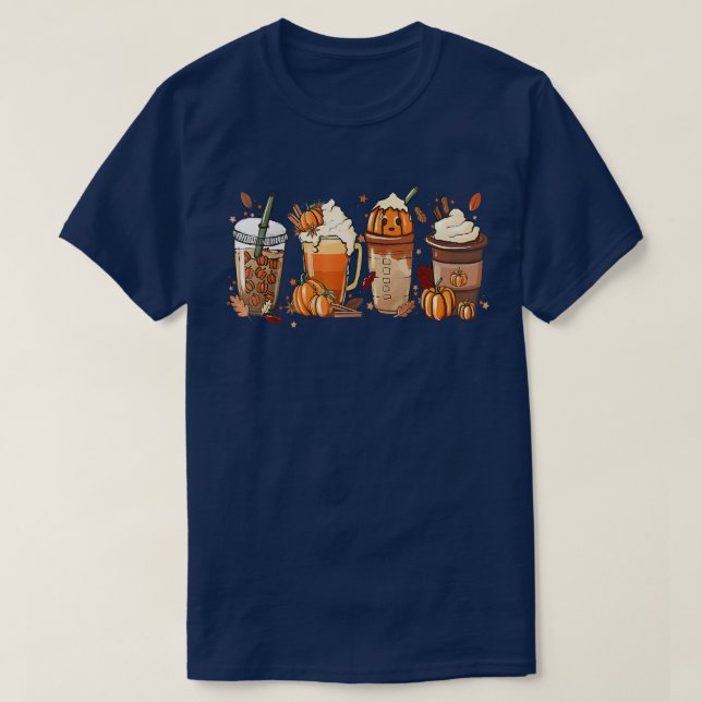 Camiseta Café con especias de calabaza Latte otoño otoño (Diseño del anverso)