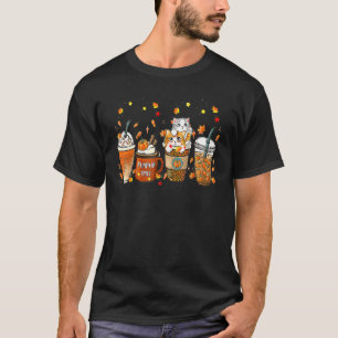 Camiseta Café con Especias de Calabaza Otoñal Gato con Hiel
