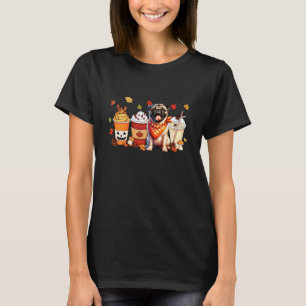 Camiseta Café con Especias de Calabaza Pug Perros Mujeres H