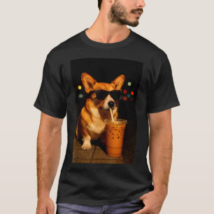 Camiseta Café con leche nocturno urbano perro corgi papá ma