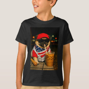 Camiseta Café con leche vida nocturna pug perro niño niña d