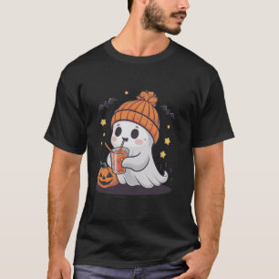 Camiseta Café con té de fantasma, Ropa de calabaza divertid