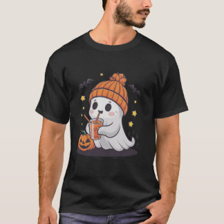Camiseta Café con té de fantasma, Ropa de calabaza divertid