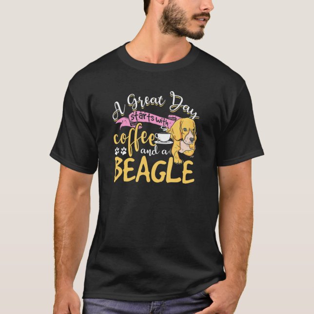 Camiseta Café Con Un Perro Beagle (Anverso)
