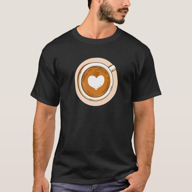 Camiseta Café Corazón Beans Caffeine Cappuccino Romántico C (Anverso)