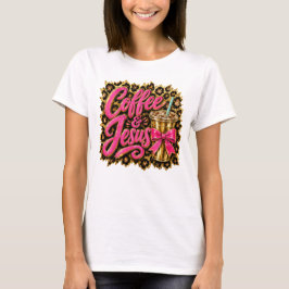 Camiseta Café Cristiano Jesús Impresión Leopardo Lindo Lazo