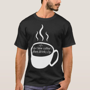 Camiseta Café de bebida de código HTML JavaScript