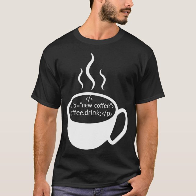 Camiseta Café de bebida de código HTML JavaScript (Anverso)